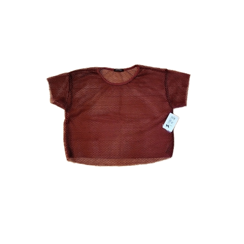 Burgundy Mesh Cropped Top